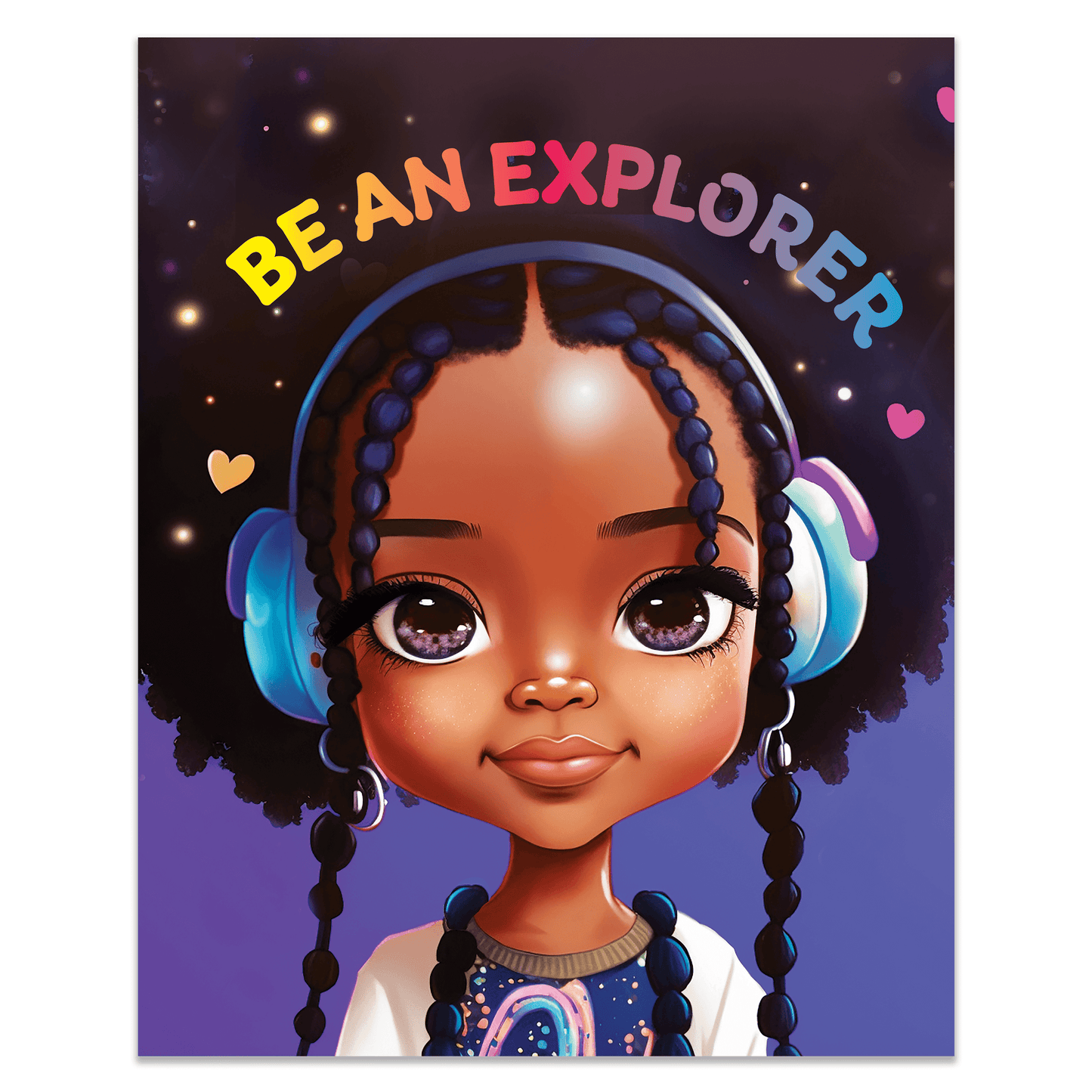 Cute African American Girl Art Print with Positive Affirmation - 8 x 10 inches
