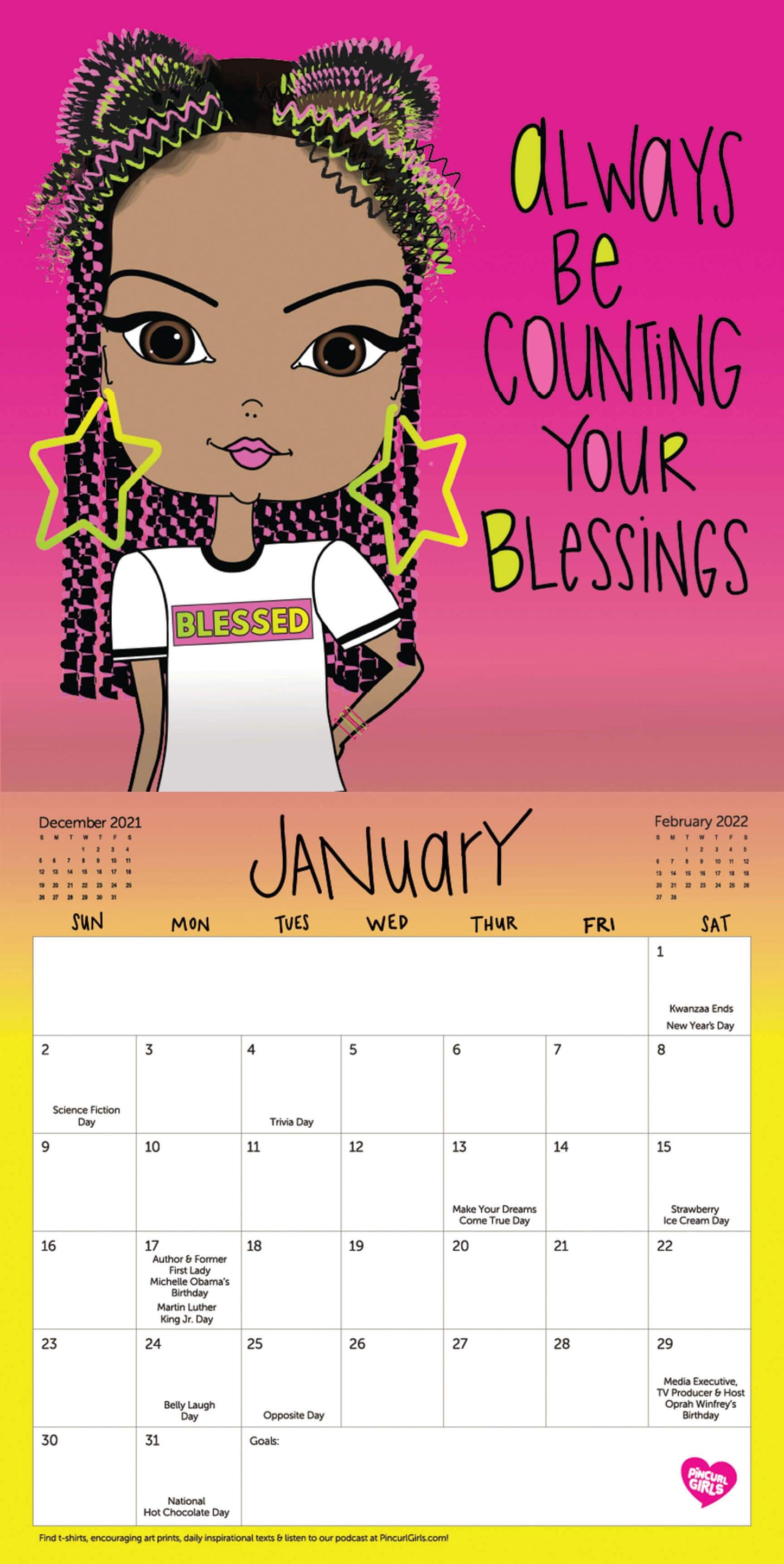Black Girl Empowerment Calendar 2022 + Amanda Gorman Art Print