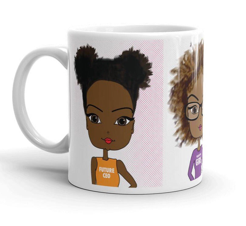 African American Coffee Mug Girls Cute-Pincurl Girls - Sending Love & Encouragement